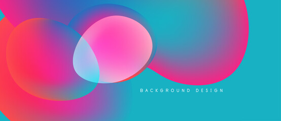 Vibrant abstract background. Overlapping circles create dynamic color blends, pinks, blues, turquoise. Modern design element.