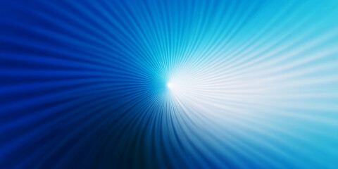 A bright white light emanates from the center, spreading outwards in radial blue lines and gradients.