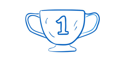 Blue trophy with number one award first place