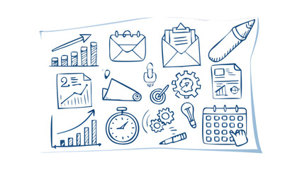 Business icons sketch doodle planning