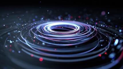 Fototapeta premium Energy Rings: A captivating visual representation of energy, with concentric rings pulsating with light, showcasing the interconnectedness and dynamism of the unseen world. 