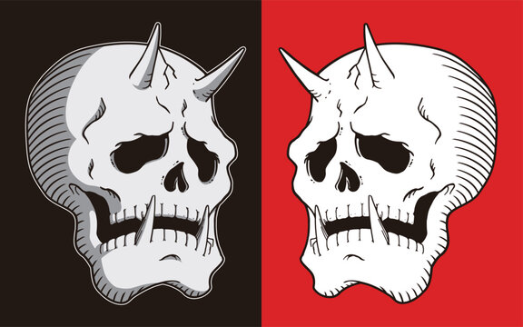 鬼 ドクロ 髑髏 demon skull B set 黒&times;赤