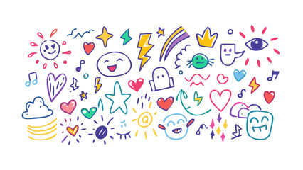 Cheerful doodle icons happy