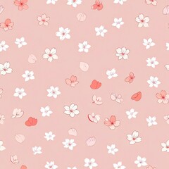 Delicate Cherry Blossom Pattern: Pink and White Floral Design