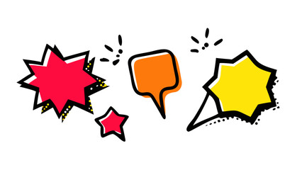 Comic style speech bubbles and starbursts explosion