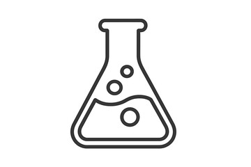 Laboratory flask outline icon for science education, chemistry experiment symbol, scientific research, laboratory equipment, linear beaker vector graphic for web, app, advertisement, card design