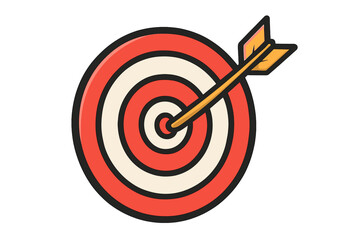 Target with arrow hitting the center bullseye. Concept of success, goal achievement, business strategy, and focus. Vector icon for marketing, aim, precision, and purpose.