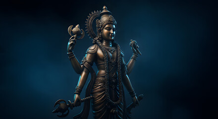 Fototapeta premium Majestic statue of the hindu god lord vishnu a concept for diwali festival worship religion culture tradition art and a spiritual celebration