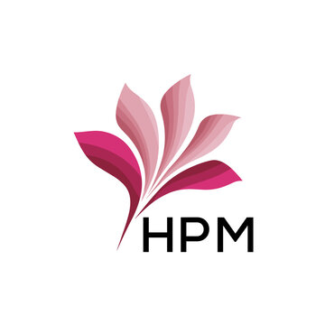HPM Modern Pink Floral Logo Design on White Background, HPM Later Logo, Creative Nature-Inspired Logo Concept Isolated on White, 
