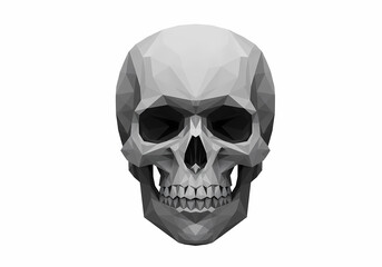 Fototapeta premium Low-poly skull design in grayscale for abstract Halloween theme 