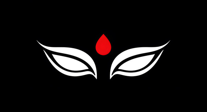 Minimalist icon of a goddess eye with a red bindi a concept for navaratri durga puja festival religion tradition and spiritual art