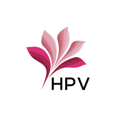 Fototapeta premium HPV Modern Pink Floral Logo Design on White Background, HPV Later Logo, Creative Nature-Inspired Logo Concept Isolated on White, 