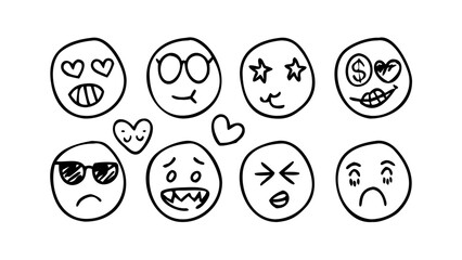 Hand Drawn Smiley Faces happy doodle