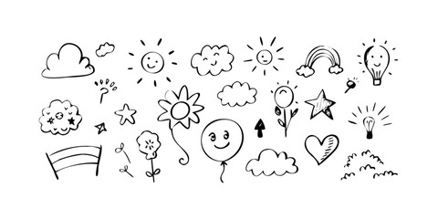 Hand Drawn Star and Abstract Shapes doodle illustration