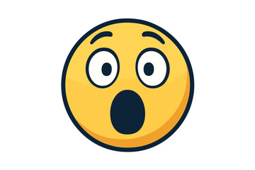 Surprised face emoji vector icon. Shocked emoticon with open mouth and wide eyes. Wow expression concept for social media. Astonishment, disbelief, amazement symbol cartoon.