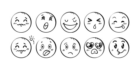 Happy smiling face doodle emoji