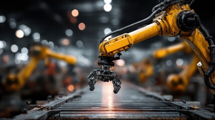 Robotic arm automating conveyor belt operations in a modern factory setting robotic