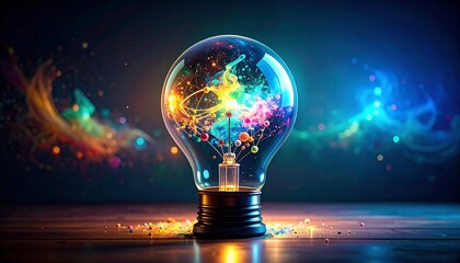 Colorful lightbulb with abstract design