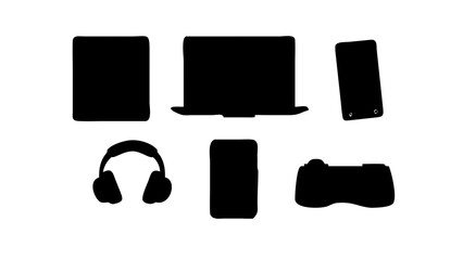 Minimalist black silhouette of a dog animal