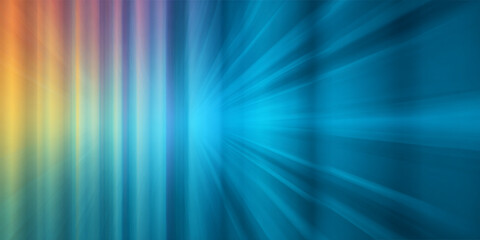 Abstract background with vertical streaks of color transitioning from orange to blue with light rays emanating from the center.