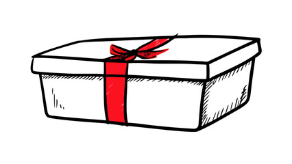 Red gift box with ribbon present