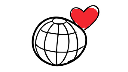 Red Heart Doodle love symbol