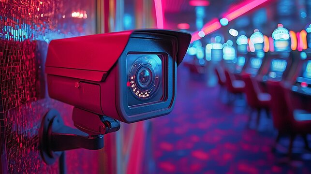 High-resolution security camera monitoring casino floor ensuring safety and surveillance coverage