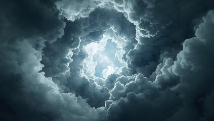 Surreal Cloud Tunnel with Light in the Sky  Abstract Nature Background