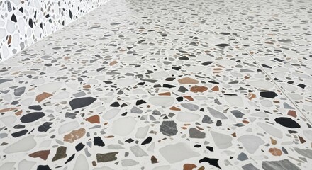 Obraz premium Close-up shot showcases a light terrazzo surface with colorful fragments