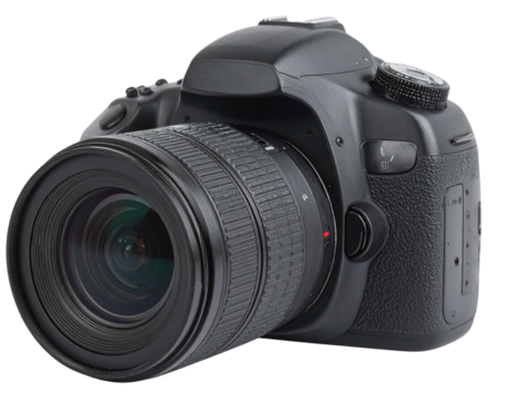  A digital professional photo camera isolated on transparent background (2)