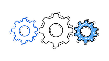 Two blue gears cogwheel mechanism