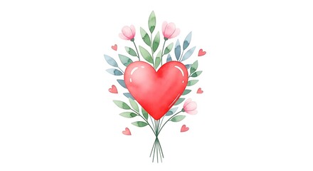 Heart Bouquet Illustration.