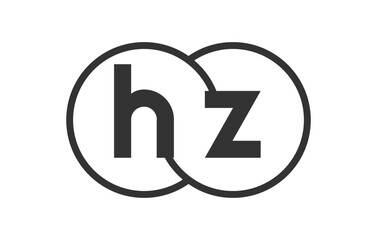 HZ business company emblem with outline rounds and letters h z. Logo template of two merged circles for brand identity, logotype. Vector Infinity symbol