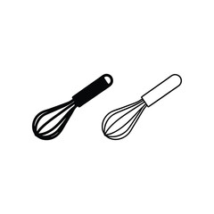 Kitchen Whisks: A minimalist shot features kitchen whisks in black and outlined presentation. These simple whisks represent everyday cooking