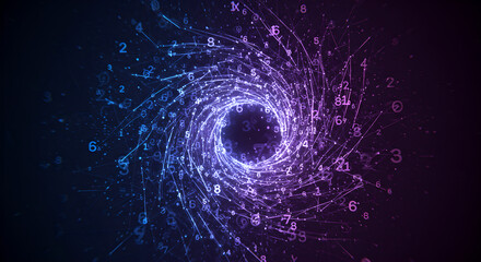 Abstract Digital Number Vortex - Big Data Flow Technology Background