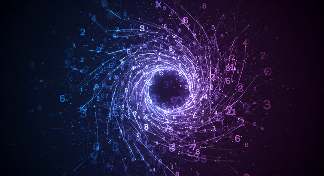 Abstract Digital Number Vortex - Big Data Flow Technology Background - Powered by Adobe