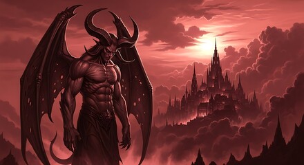 Demon Before Gothic Castle.