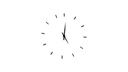 Icon symbolizes hours, minutes, and time tracking. Clock visual highlights punctuality and time management. Time on clock is going fast. Black clock icon with moving arrows in 12 hour loop
