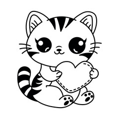Kitty. Children's coloring book. Vector illustration