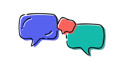 Fototapeta premium Blue and Teal Speech Bubbles with Coral Accent communication conversation