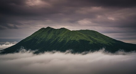 Mountain Peak Emerging from the Clouds A Serene Landscape of Nature's Majesty and the Timeless Beauty of the Earth