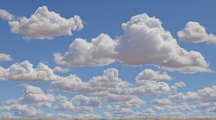 Fluffy White Clouds Against a Clear Blue Sky