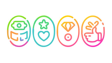 Colorful gradient icons for achievement and approval award badge