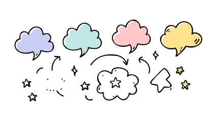 Colorful speech bubbles and stars dialogue communication
