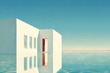 Abstract Coastal Building in Minimalist Style