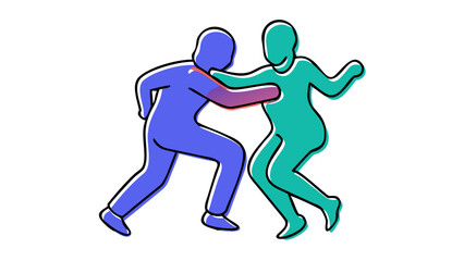 Couple dancing with purple and teal figures vector