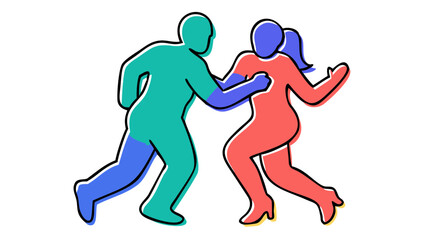 Dancing couple in teal and coral people