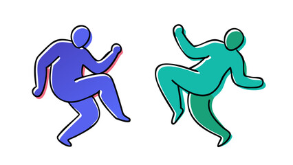 Duo dancers in blue and teal dancing couple