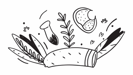 Hand Drawn Botanical Elements doodle floral