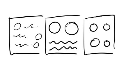 Hand drawn circles dotted outlines and wavy box abstract background